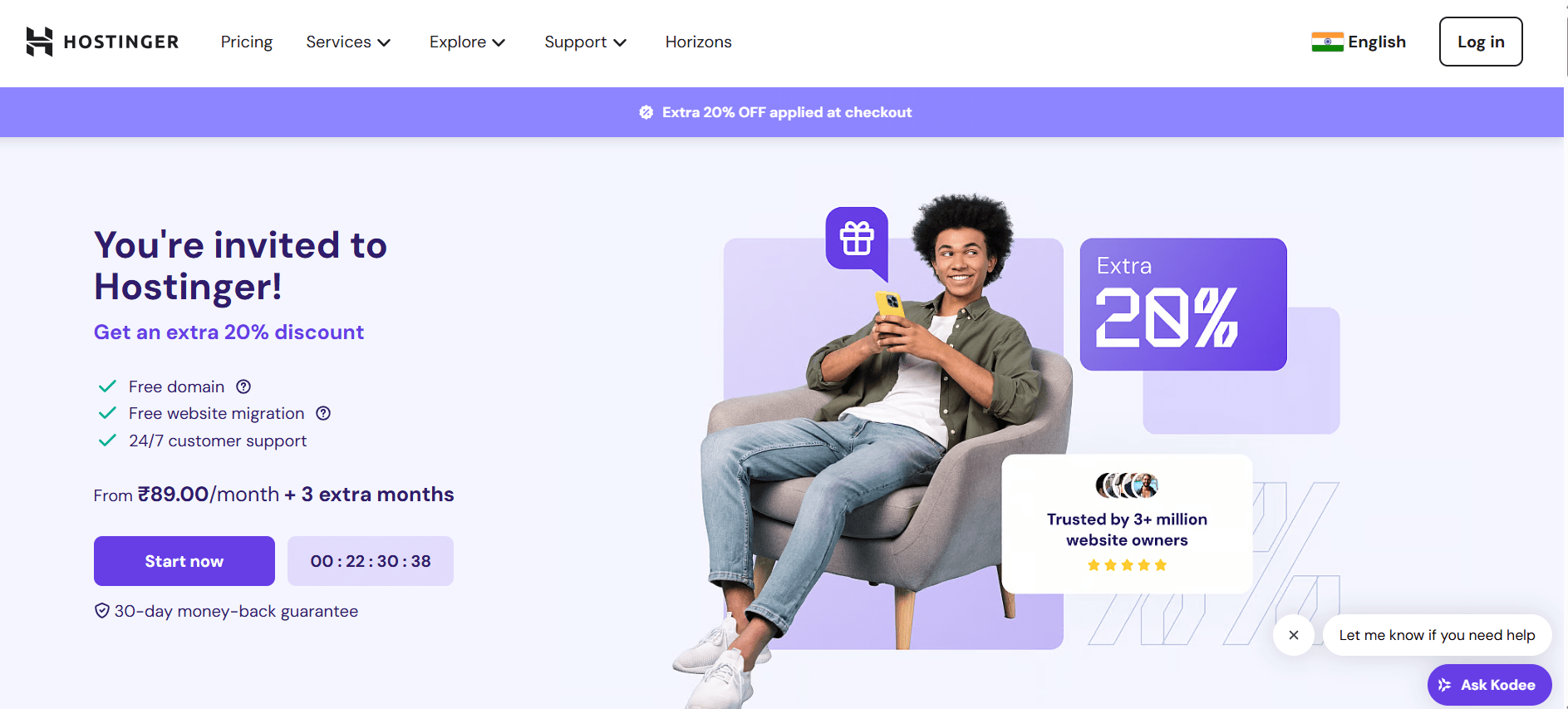 20% off hostinger